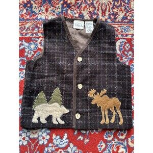 Vintage 90's Boys Woods Wildlife Cabin Vest Falls Creek Size 24 Months